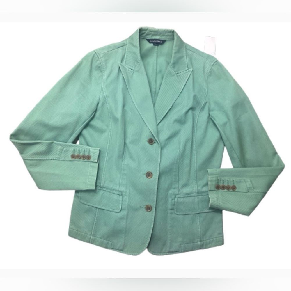 Lands’ End Fairycore Mint Green Cottagecore Denim Blazer Jacket - Picture 3 of 10